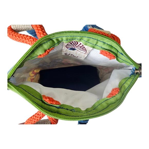 PAUL BRENT Sun and Sand Purse Small Tote Bag Beach Novelty Painted Canvas 8 x 8" - Picture 7 of 8